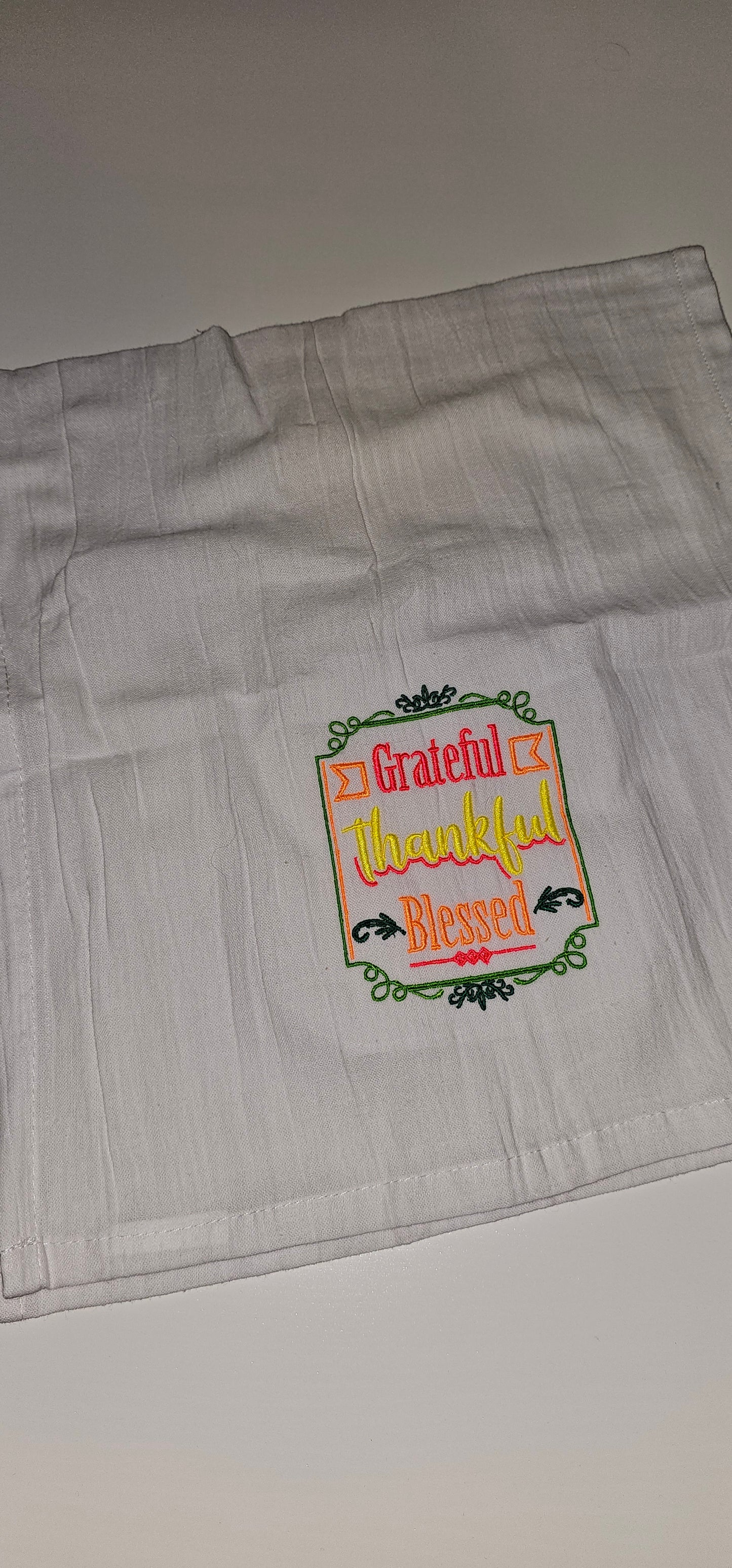 Grateful, Thankful, Blessed Monogrammed Towel