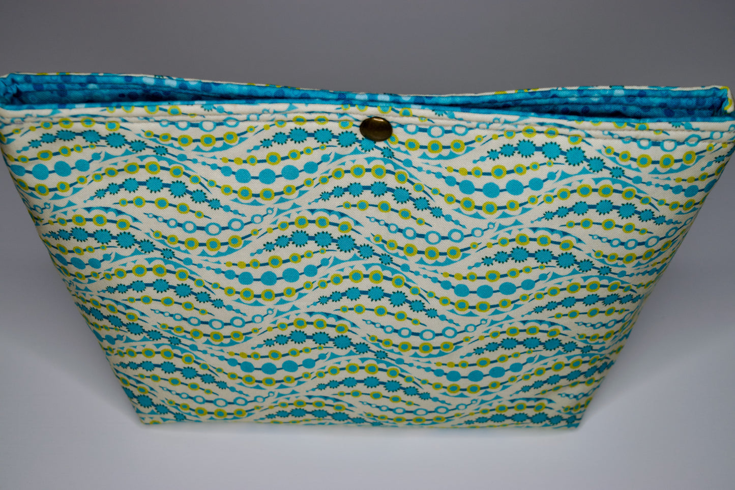 Lime and Blue Waves / Blue Dots Small Snap Pouch