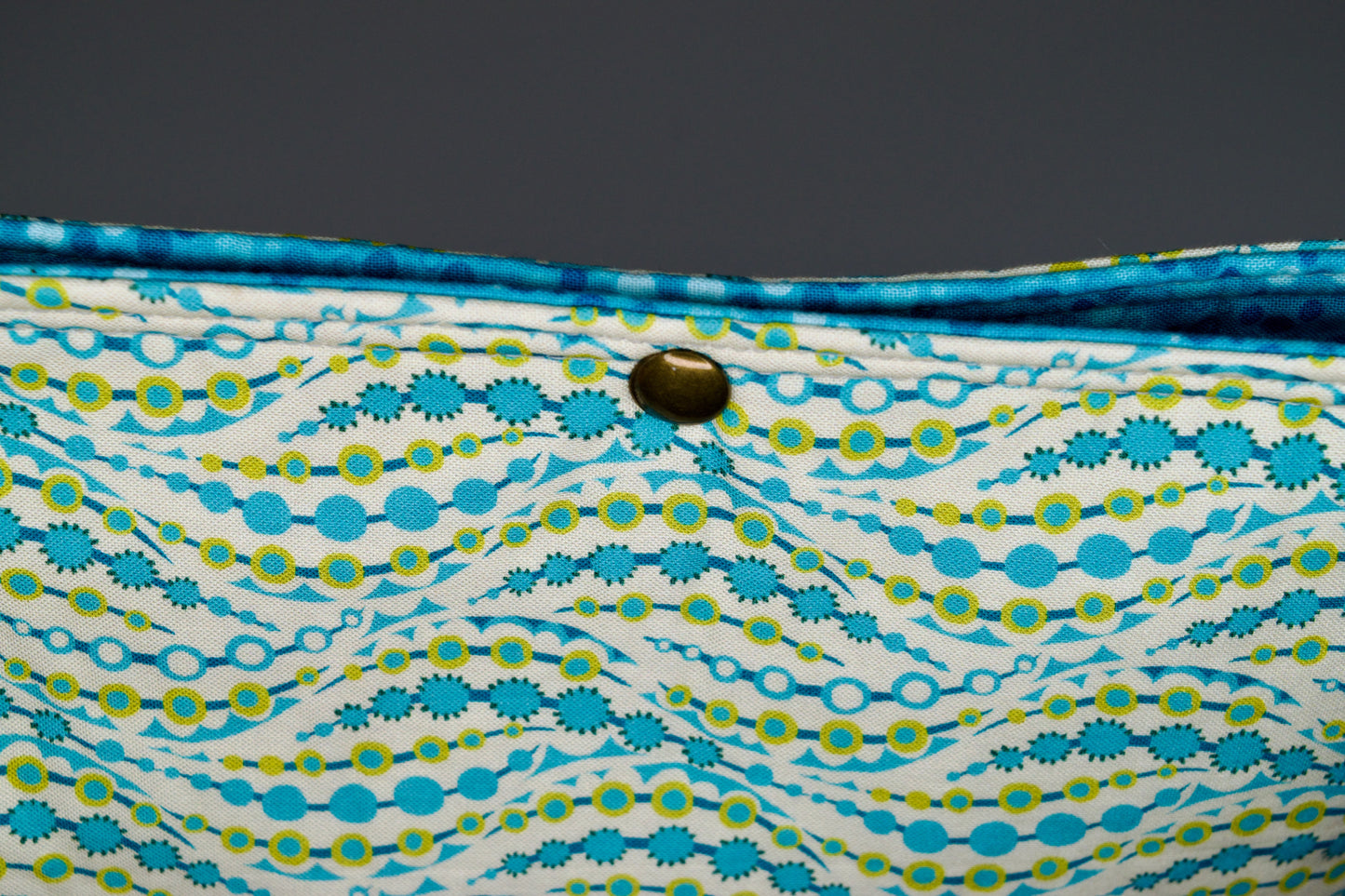 Lime and Blue Waves / Blue Dots Small Snap Pouch