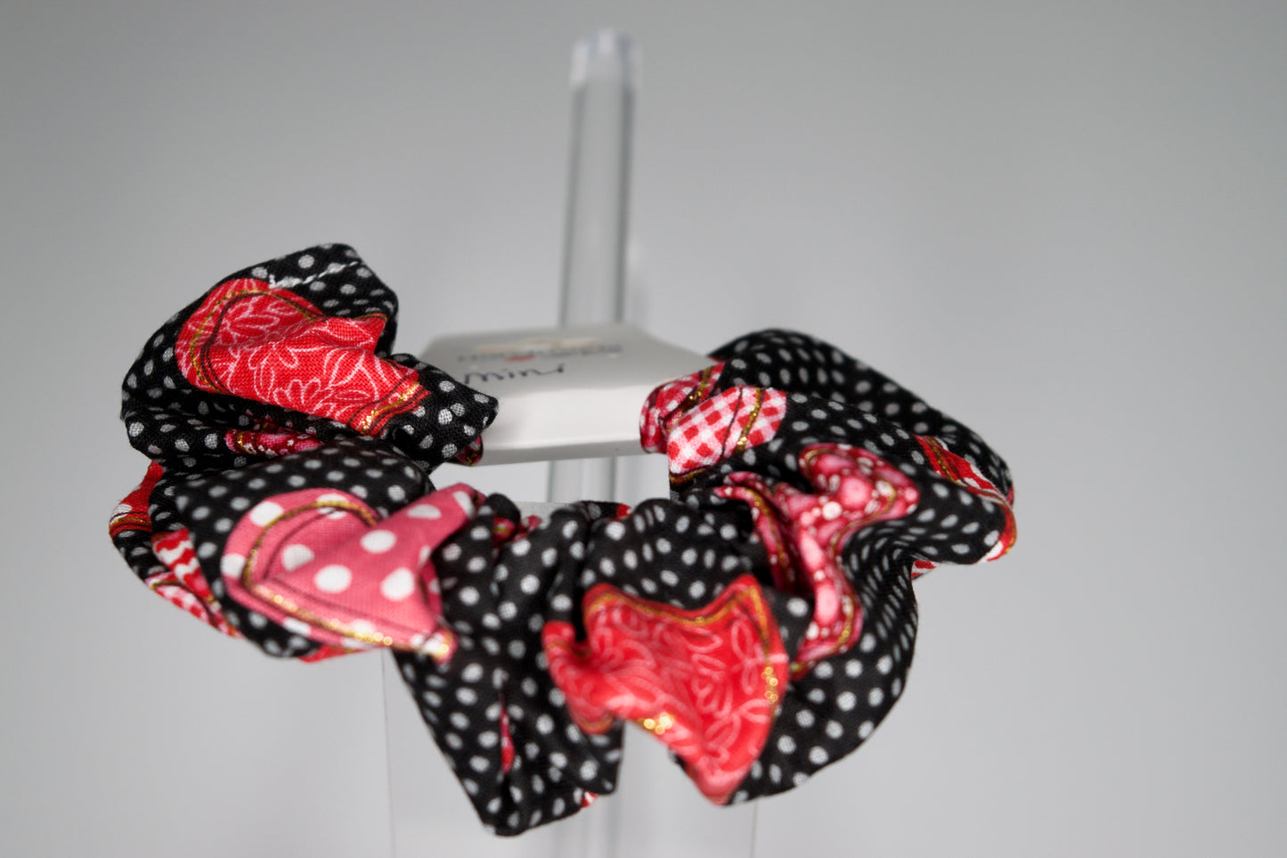 Mini Jumbo Gold Glitter Hearts and Dots Scrunchie