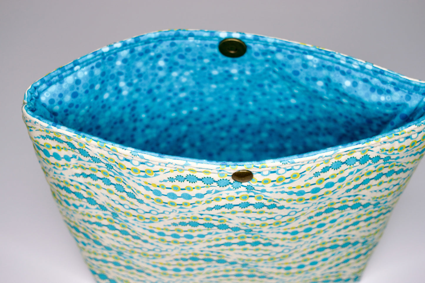 Lime and Blue Waves / Blue Dots Small Snap Pouch