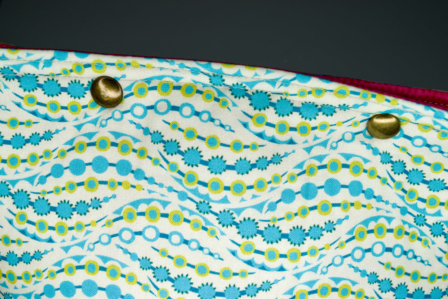 Lime and Blue Waves / Hot Pink Dots Medium Snap Pouch