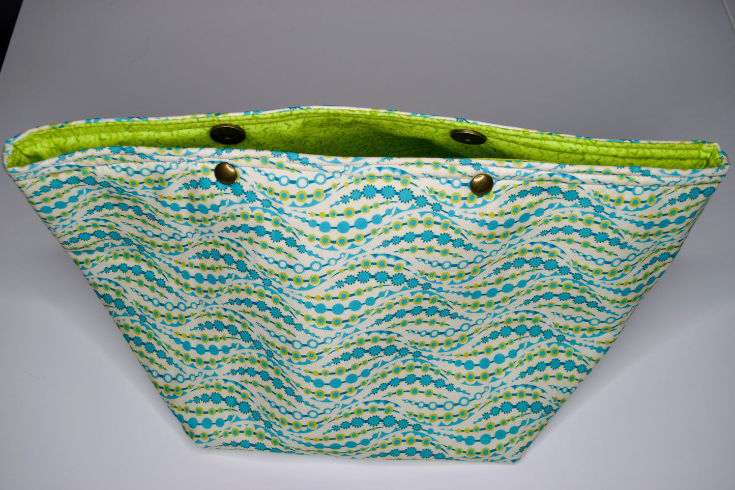 Lime and Blue Waves / Lime Arrows Large Snap Pouch
