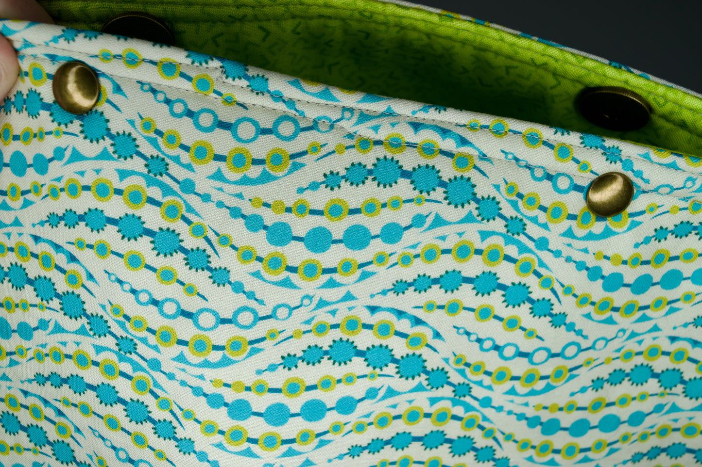 Lime and Blue Waves / Lime Arrows Large Snap Pouch