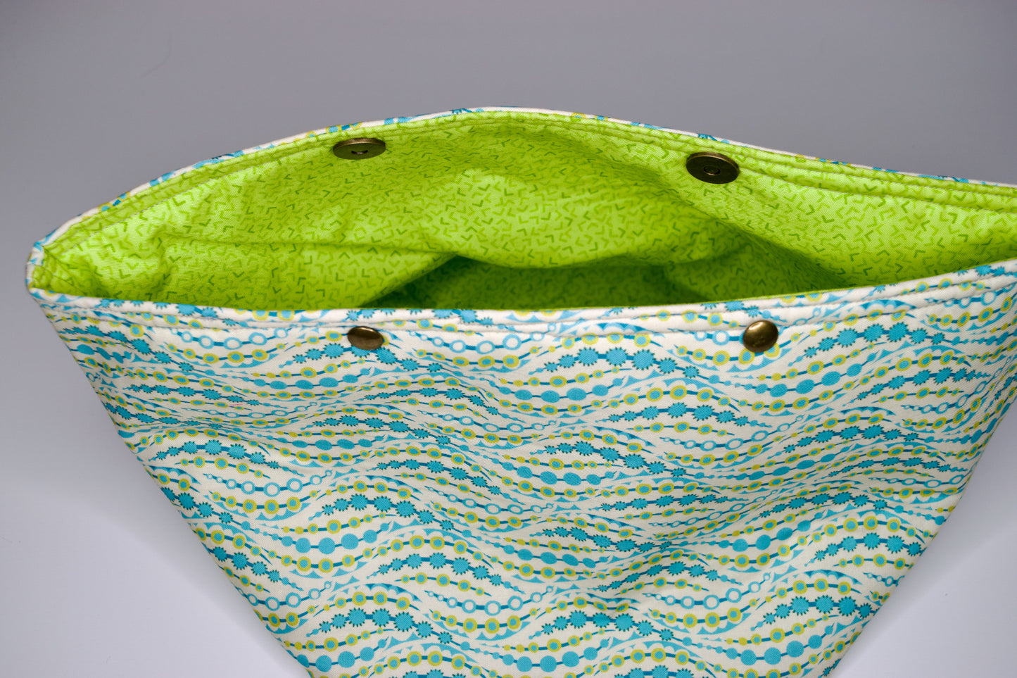 Lime and Blue Waves / Lime Arrows Large Snap Pouch