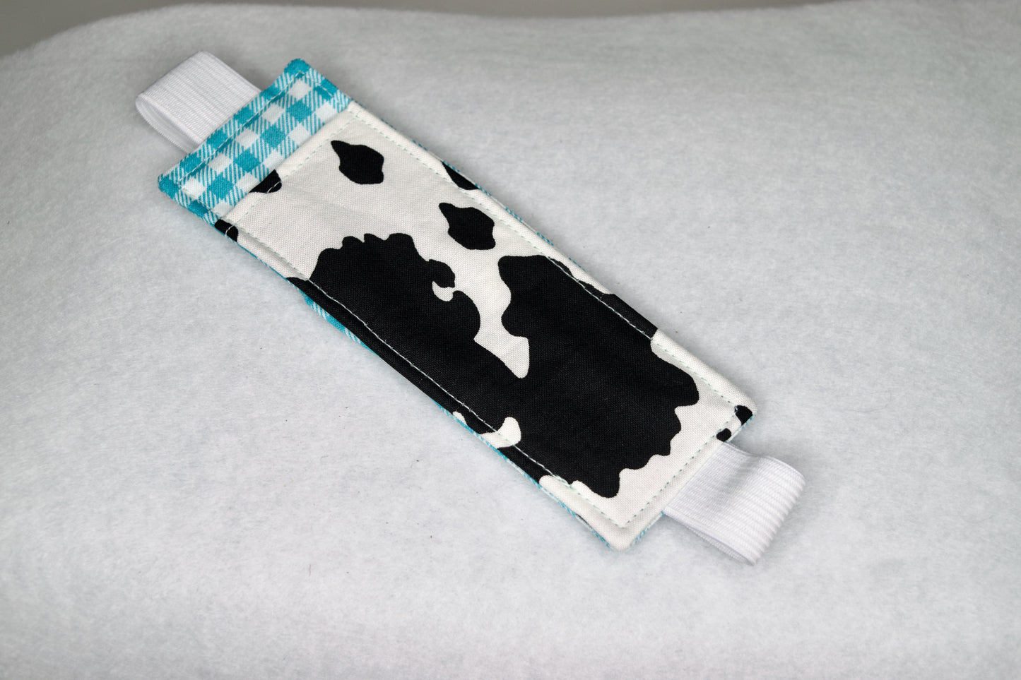 Blue Plaid / Cow Print Elastic Bookmark