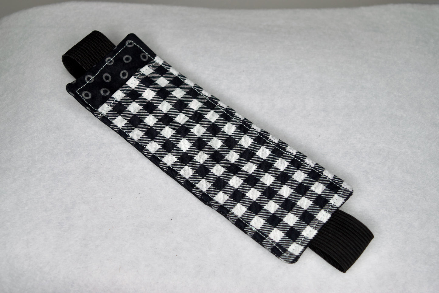 Black and Gray Dots / Black Plaid Elastic Bookmark