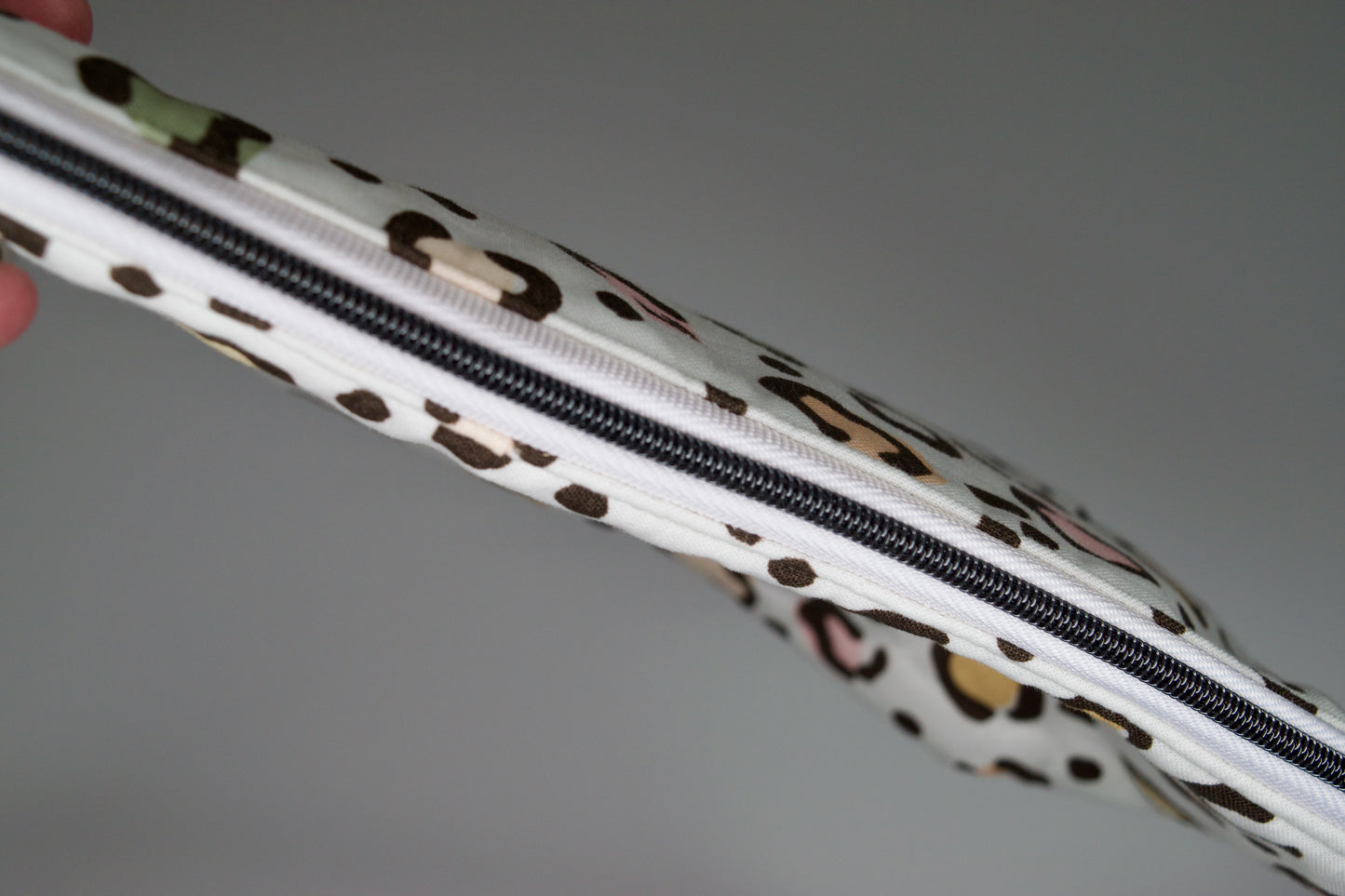 Pastel Leopard / Orange Stripe Small Zipper Pouch