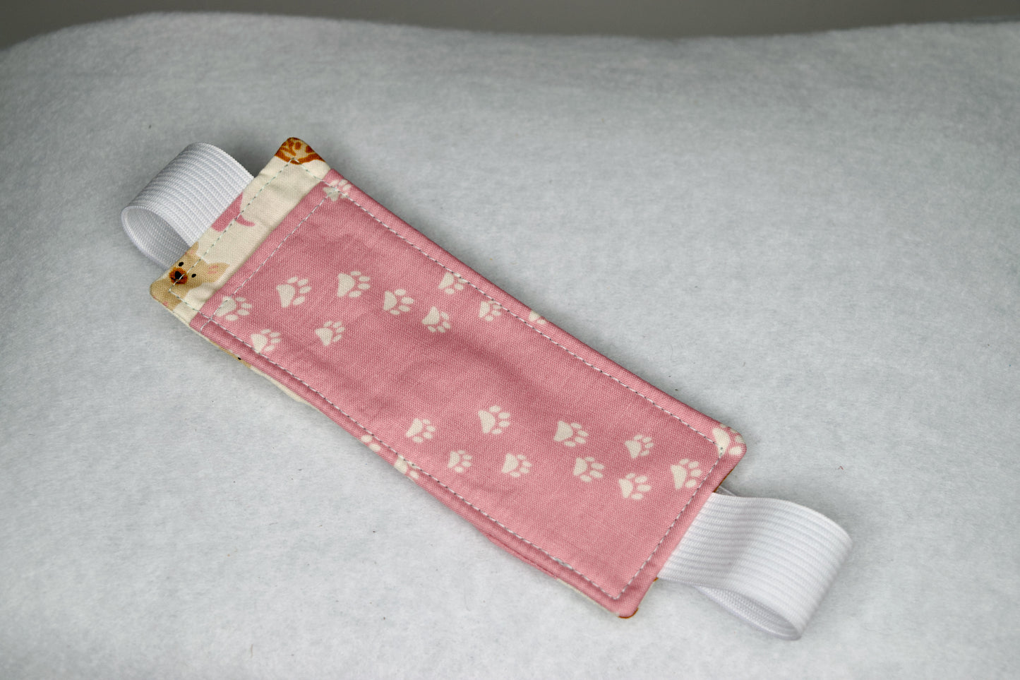Dogs / Pink and White Paws Elastic Bookmark