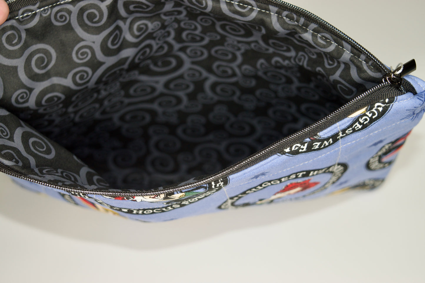 Hocus Pocus / Black and Gray Swirls Large Zipper Pouch