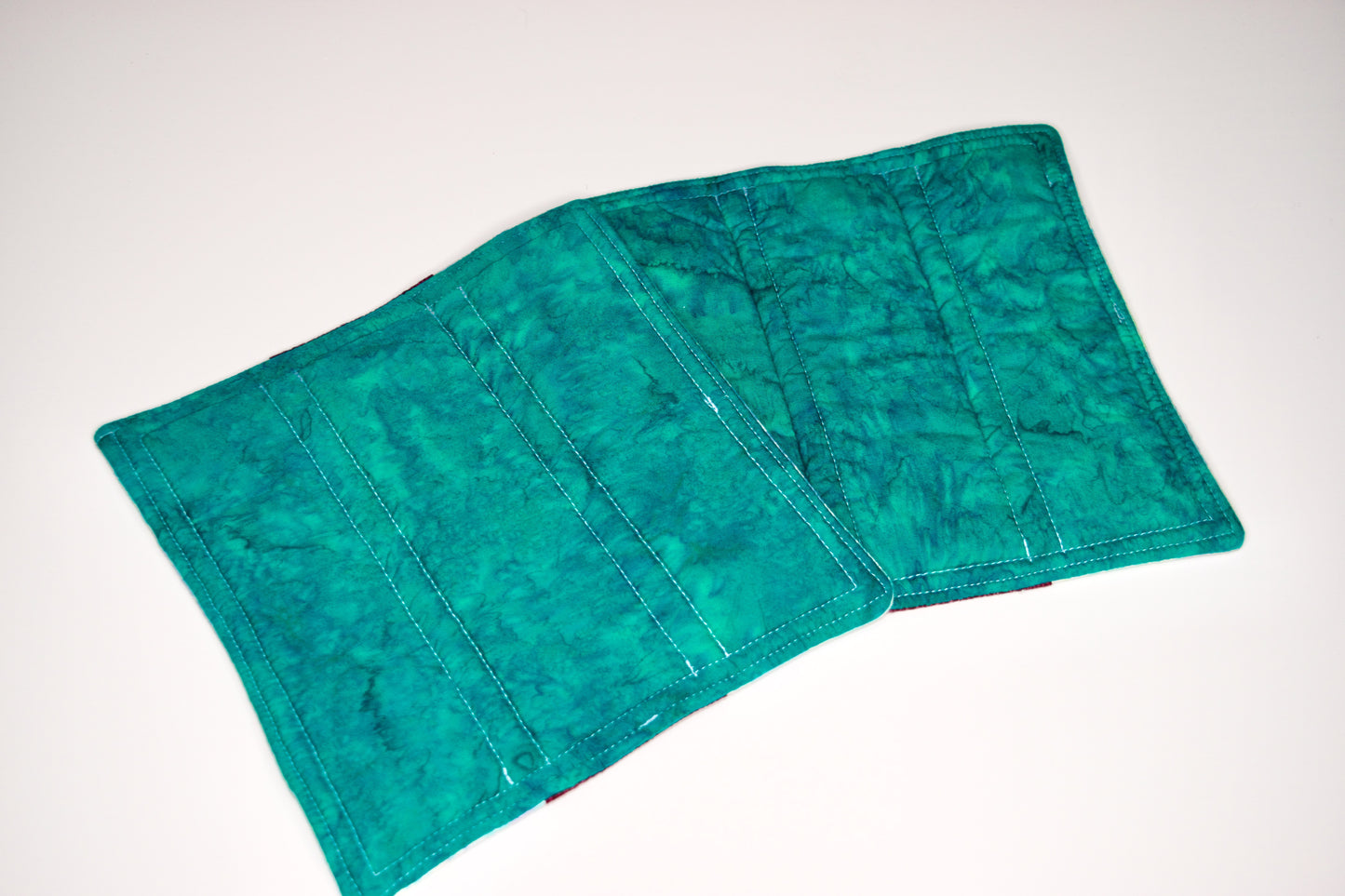 Plum Stripes, Mandala Flowers, and Teal Watercolor Potholders