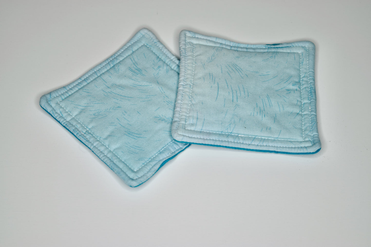 Light Blue Brush Strokes and Sky Blue Mini Hot Pads