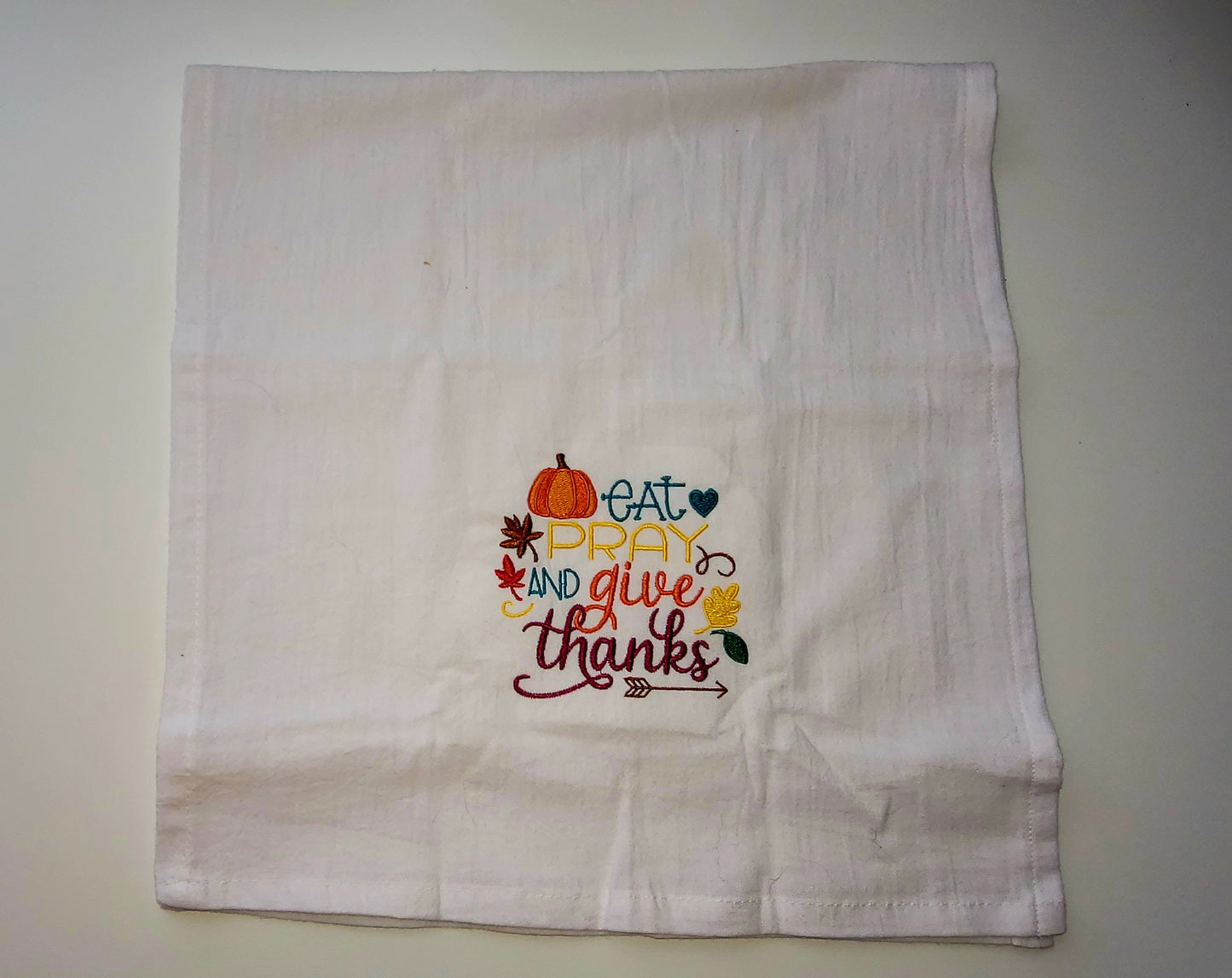 Eat, Pray, and Give Thanks Monogrammed Towel