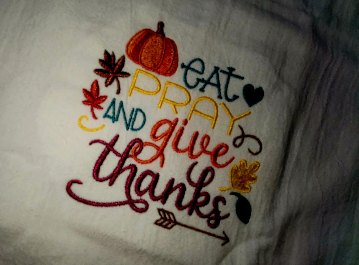 Eat, Pray, and Give Thanks Monogrammed Towel