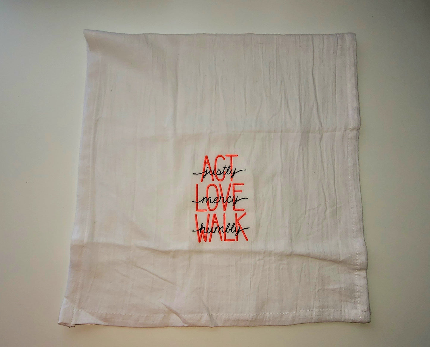 Act, Love, Walk Monogrammed Towel