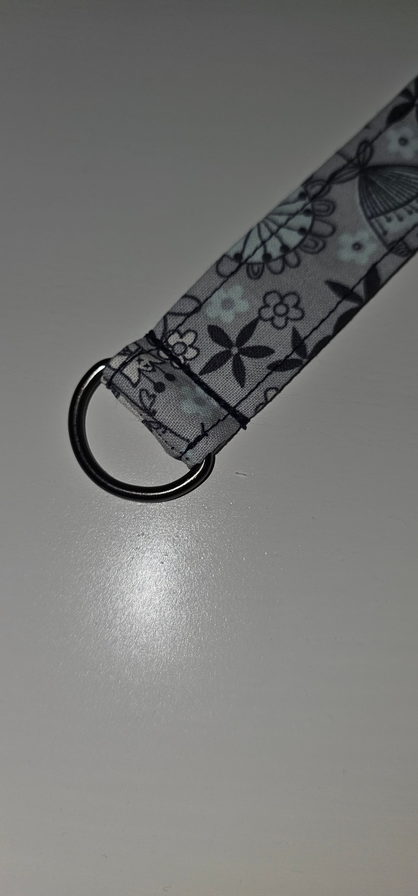Gray Flowers Wristlet Keychain