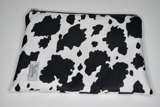 Cow Print / Lavender Large Zipper Pouch