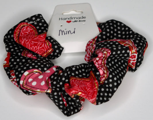 Mini Jumbo Gold Glitter Hearts and Dots Scrunchie