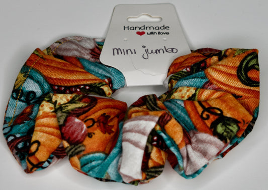 Mini Jumbo Teal Pumpkins Scrunchie