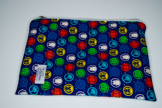 Marvel / Gray and White Stripes Large Zipper Pouch