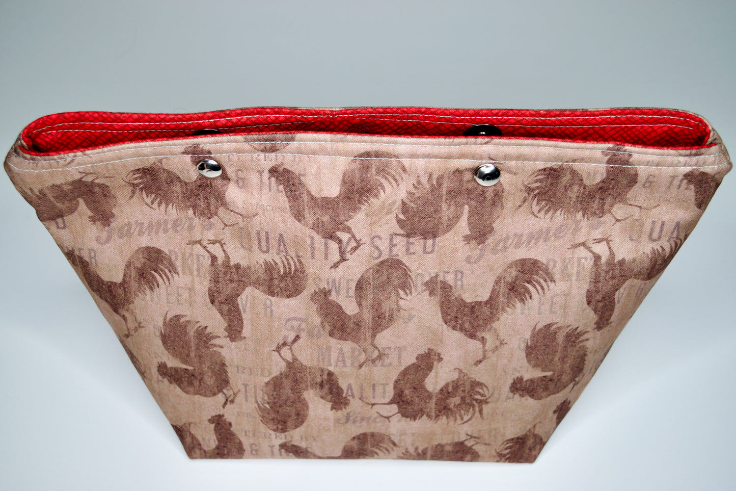 Tossed Roosters / Red Medium Snap Pouch