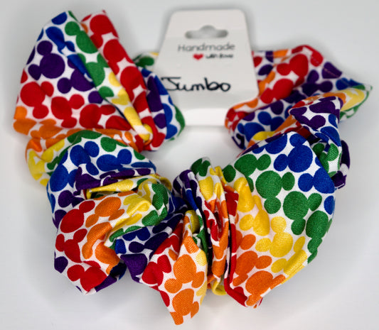 Jumbo Rainbow Mickey Scrunchie