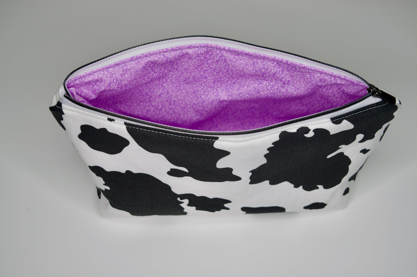 Cow Print / Lavender Small Zipper Pouch