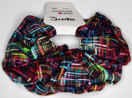 Jumbo Rainbow Plaid Scrunchie