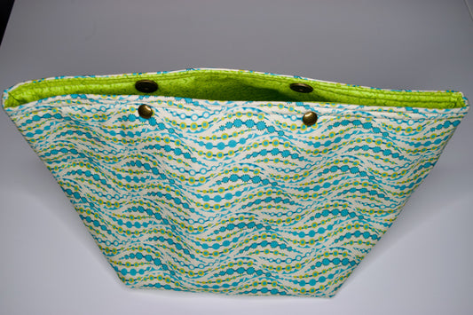 Lime and Blue Waves / Lime Arrows Large Snap Pouch
