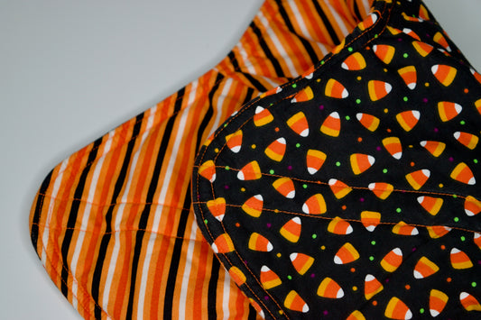 Stripes / Candy Corn XL Bowl Cozy