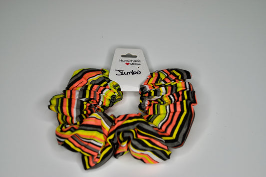 Jumbo Orange and Yellow Stripes Scrunchie