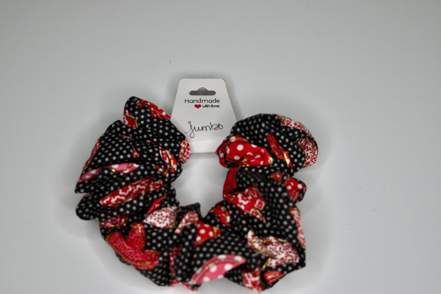 Jumbo Gold Glitter Hearts and Dots Scrunchies