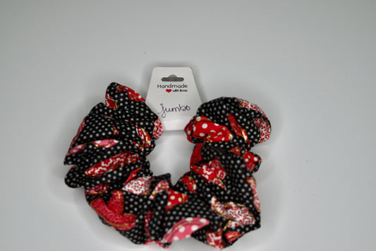 Jumbo Gold Glitter Hearts and Dots Scrunchies