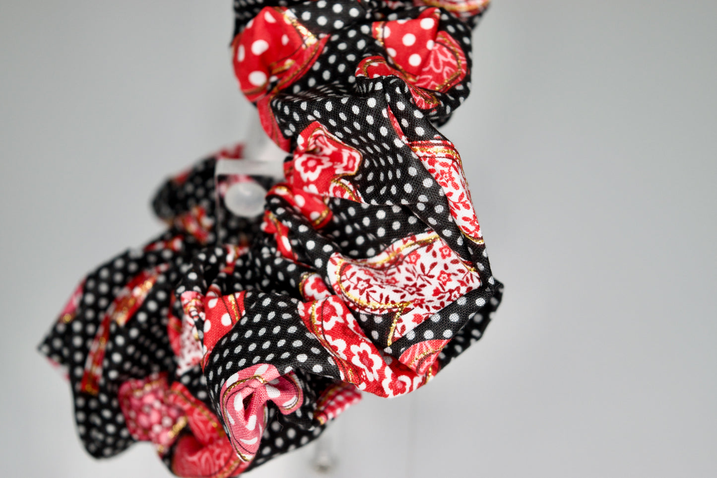 Jumbo Gold Glitter Hearts and Dots Scrunchies