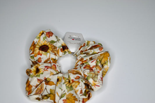 Jumbo Fall Leaves and Sunflowers Scrunchie