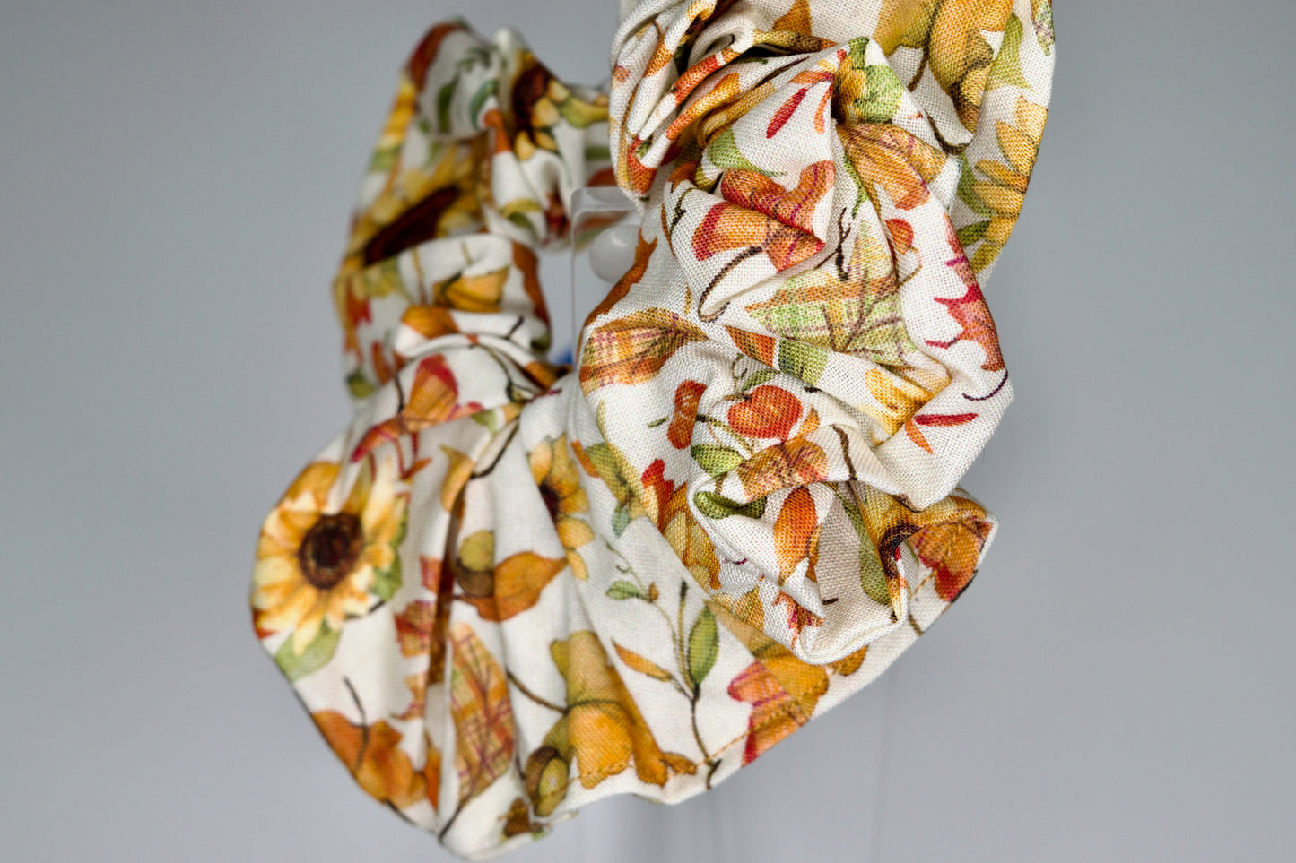 Jumbo Fall Leaves and Sunflowers Scrunchie