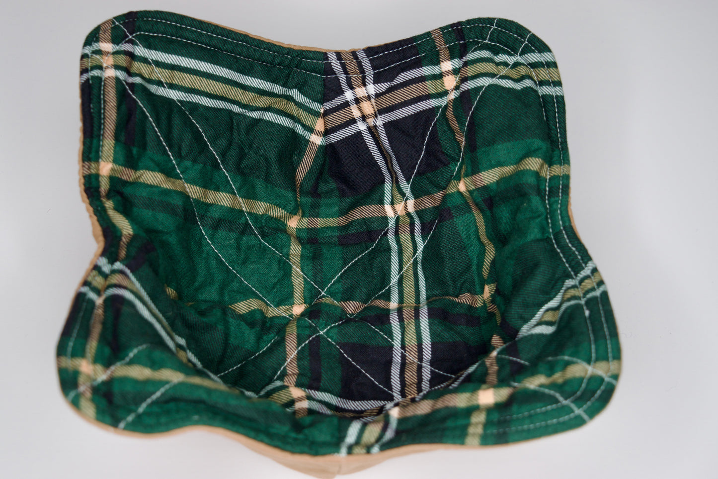 Green Plaid / Light Brown Medium Bowl Cozy