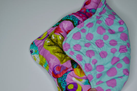 Cats in a Tree / Aqua and Purple Dots Medium Bowl Cozy