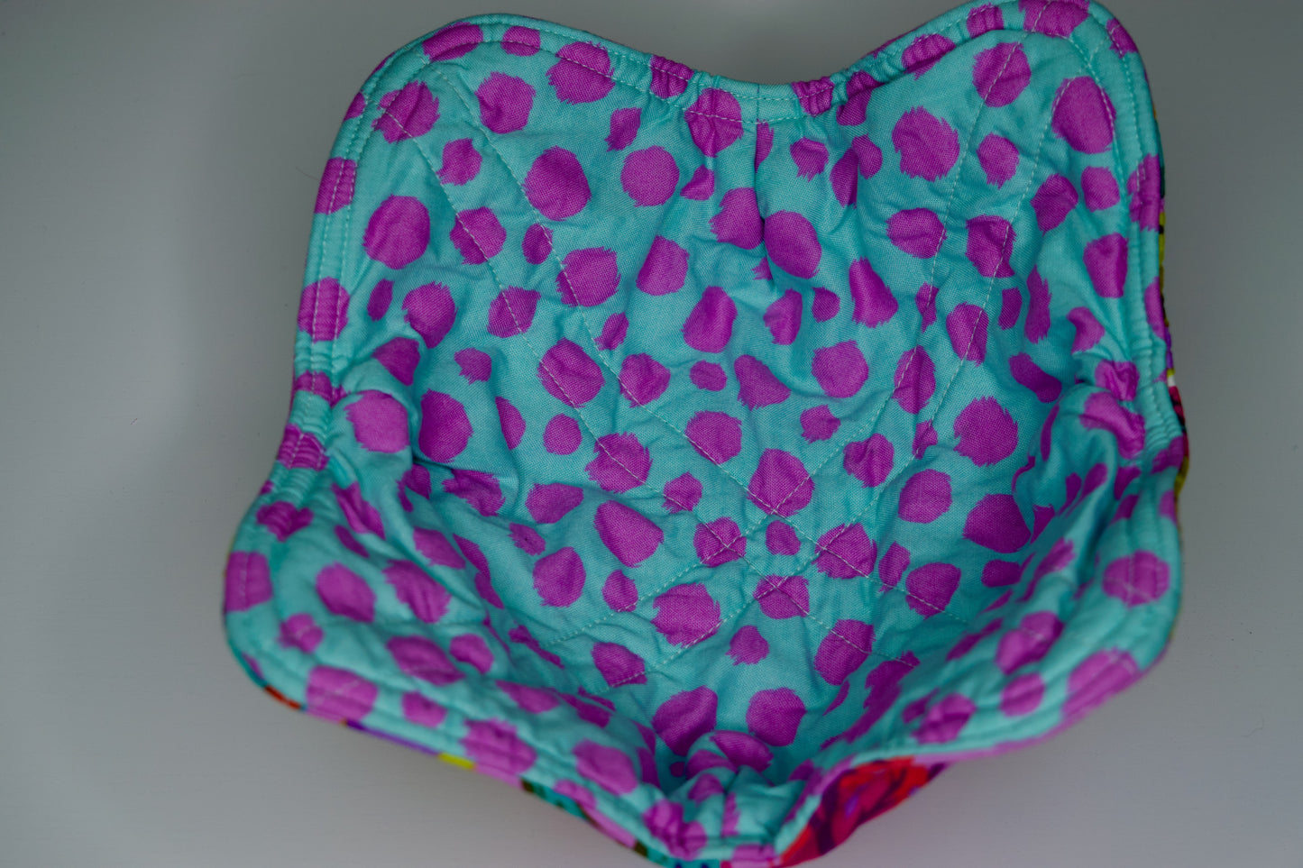 Cats in a Tree / Aqua and Purple Dots Medium Bowl Cozy