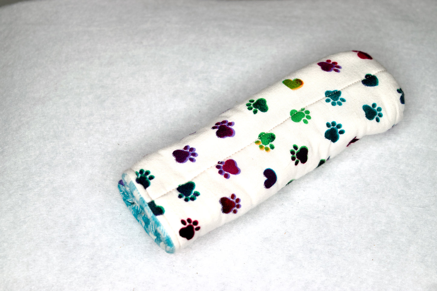 Rainbow Paws and Hearts / Blue Plaid Skillet Handle Holder