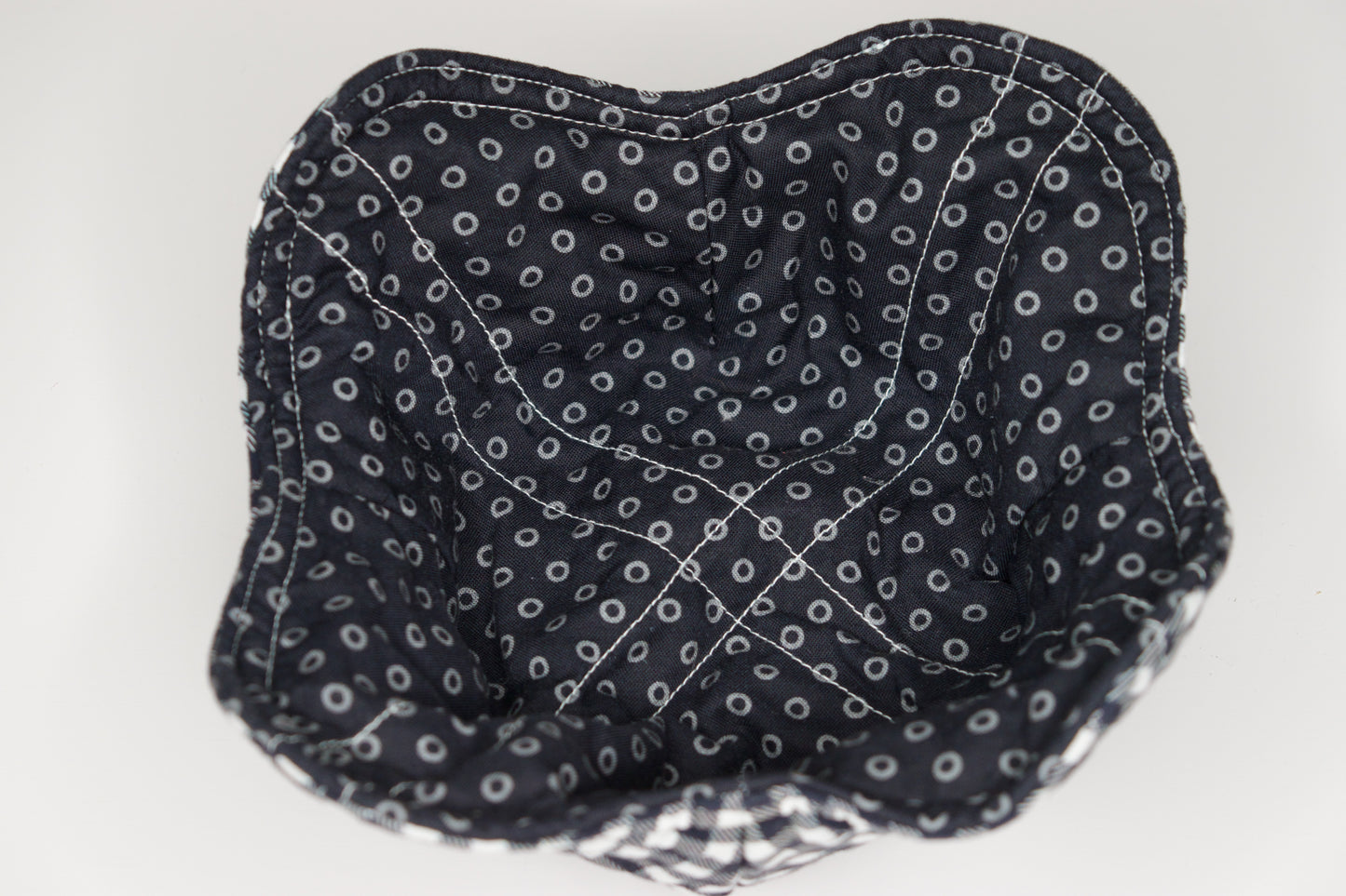 Black Plaid / Black and Gray Dots Small Bowl Cozy