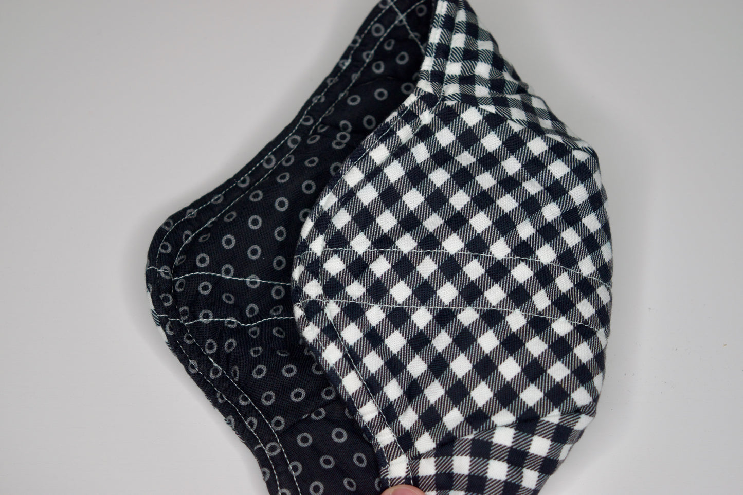 Black Plaid / Black and Gray Dots Small Bowl Cozy