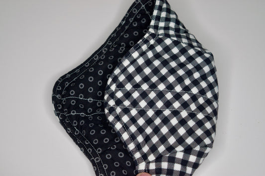 Black Plaid / Black and Gray Dots Small Bowl Cozy
