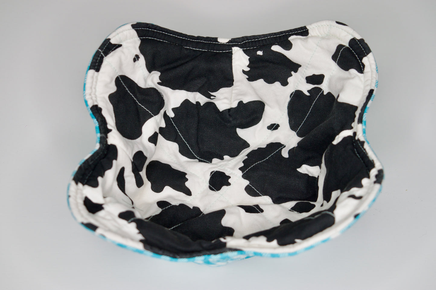 Cow Print / Blue Plaid Small Bowl Cozy