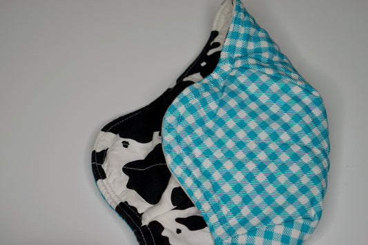 Cow Print / Blue Plaid Small Bowl Cozy