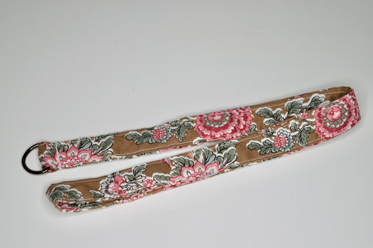 Brown Floral Lanyard