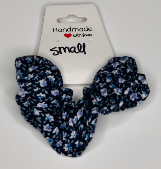 Small Navy Flowers Scrunchie