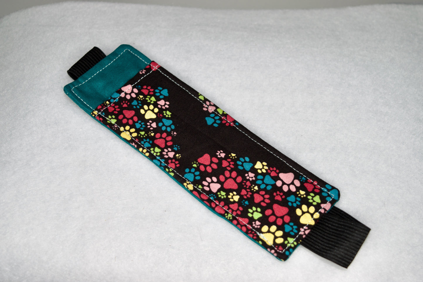 Teal / Paws Elastic Bookmark