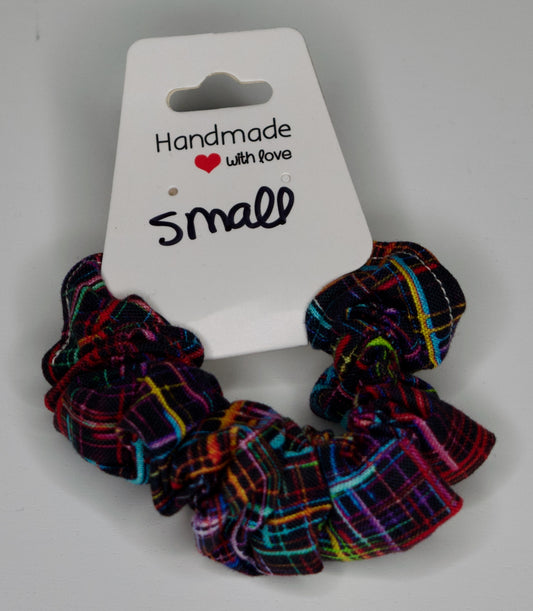 Small Rainbow Plaid Scrunchie