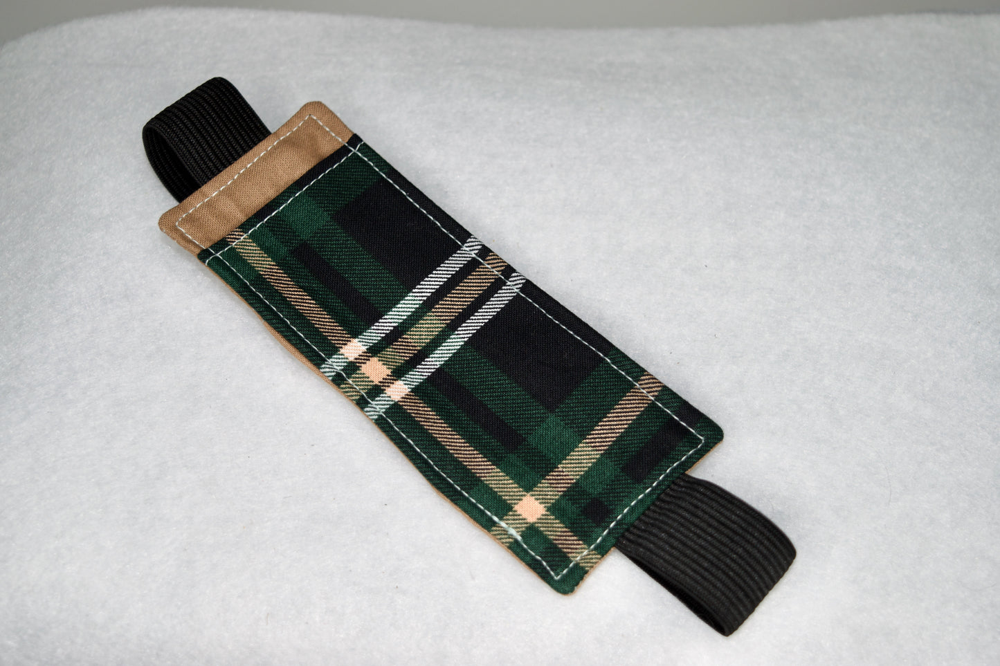 Light Brown / Green Plaid Elastic Bookmark